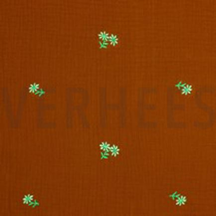 DOUBLE GAUZE EMBROIDERY BLOEMEN ROEST (thumbnail)