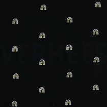 MUSSELIN STICKEREI REGENBÖGEN SCHWARZ (thumbnail)