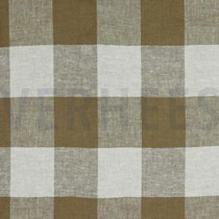 LINEN VISCOSE YARN DYED CHECKS LIGHT BROWN (thumbnail)