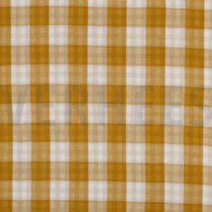 DOUBLE GAZE DE COTON DOUBLE FACE CARREAUX OCRE (thumbnail)