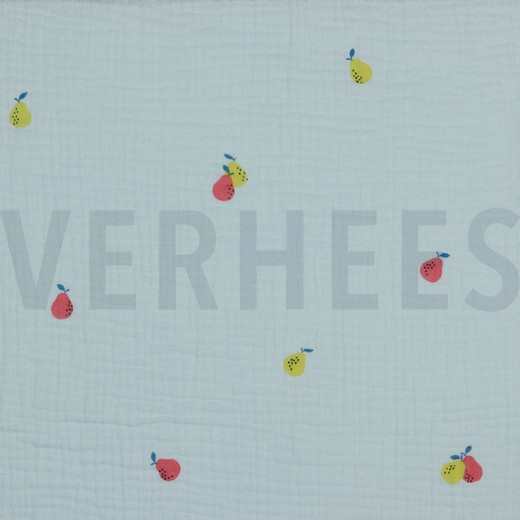 DOUBLE GAZE DE COTON POIRES BLEU CLAIR (thumbnail)