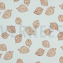 DOUBLE GAZE DE COTON FEUILLES DE MONSTERA BLANC (thumbnail)