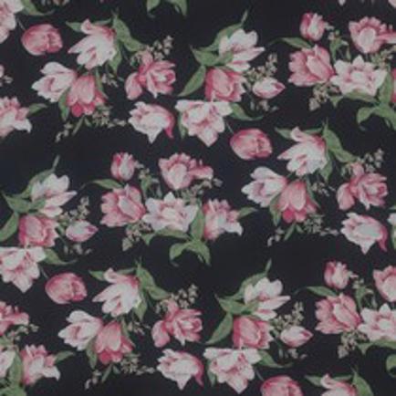 CHIFFON FLEURS BLEU MARINE/ROSE (thumbnail)