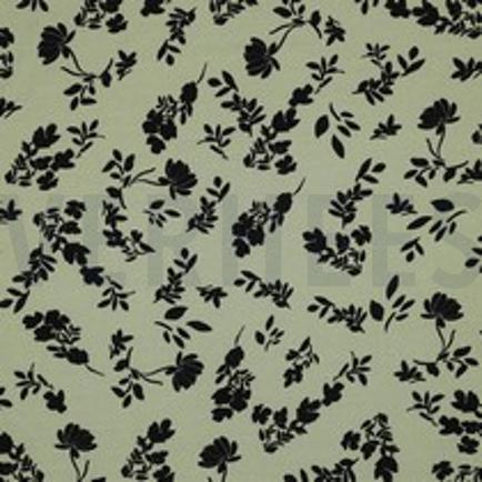 BEDRUCKTE VISKOSE BLUMEN HELLGRÜN (thumbnail)