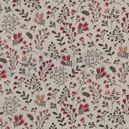 COATED CANVAS LINNEN LOOK FLOWERS MAUVE (thumbnail)
