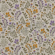 COATED CANVAS LINEN LOOK FLOWERS OCHRE (thumbnail)