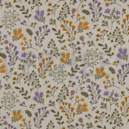 COATED CANVAS LINNEN LOOK FLOWERS OKER (thumbnail)