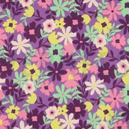 COTON ENDUIT FLEURS VIOLET (thumbnail)