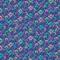 BESCHICHTETE BAUMWOLLE BLUMEN KOBALTBLAU (thumbnail)