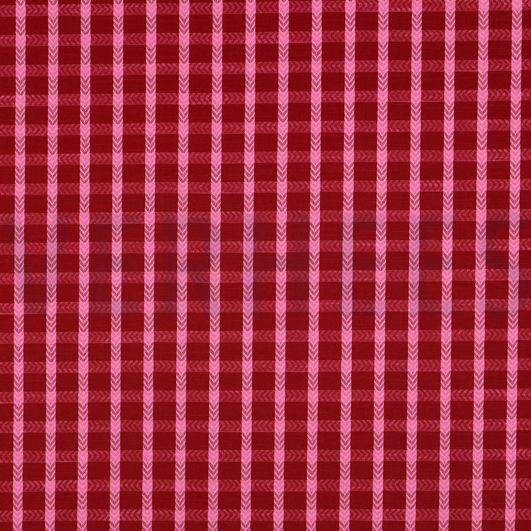 COTON TEINT EN FIL DOBBY ROUGE VIF