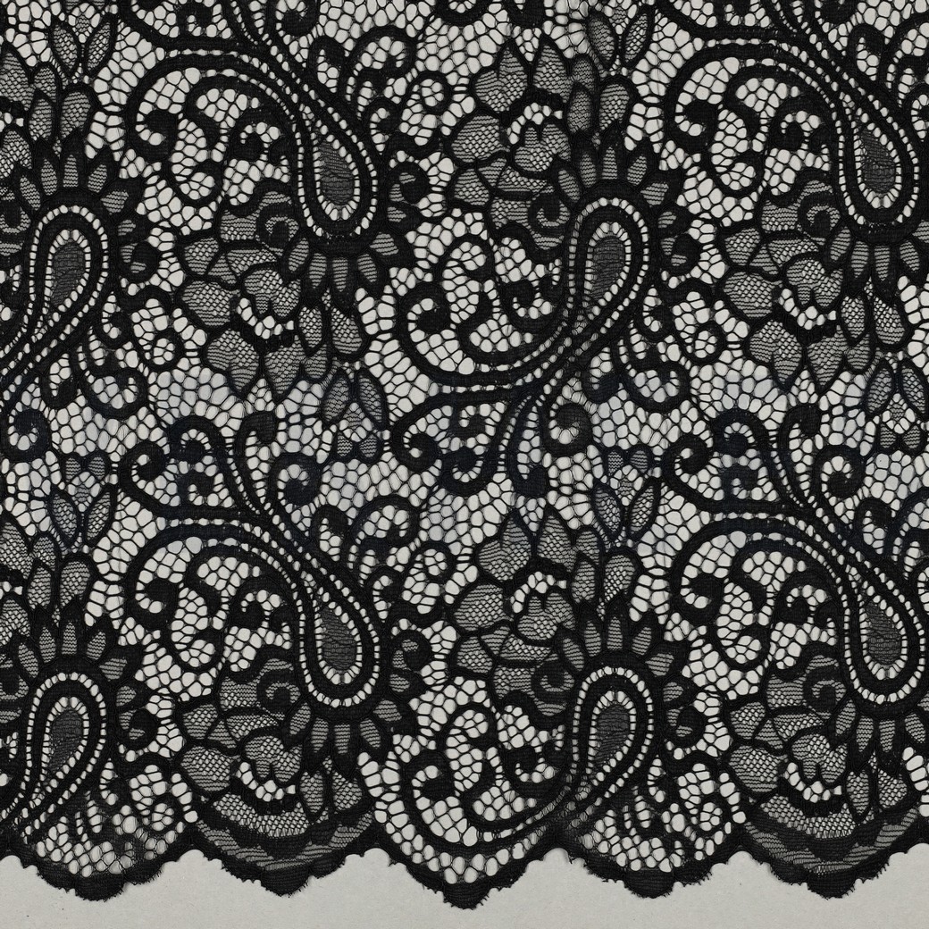 LACE TWO-SIDE SCALLOP BLACK