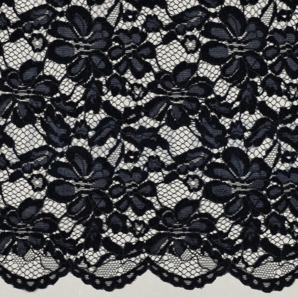 SPITZE ZWEISEITIGE BOGENKANTE CHENILLE MARINEBLAU #7