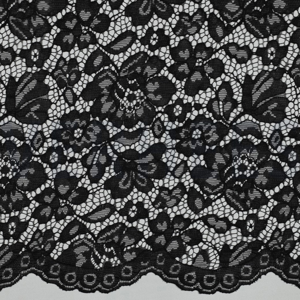 LACE TWO-SIDE SCALLOP JET BLACK