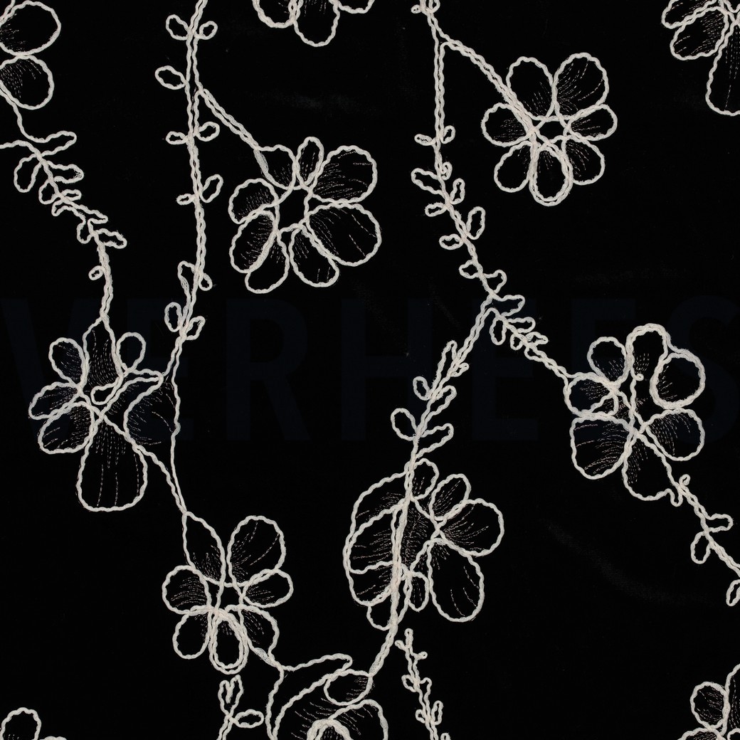 BREISEL FLUWEEL EMBROIDERY BLOEMEN ZWART #7