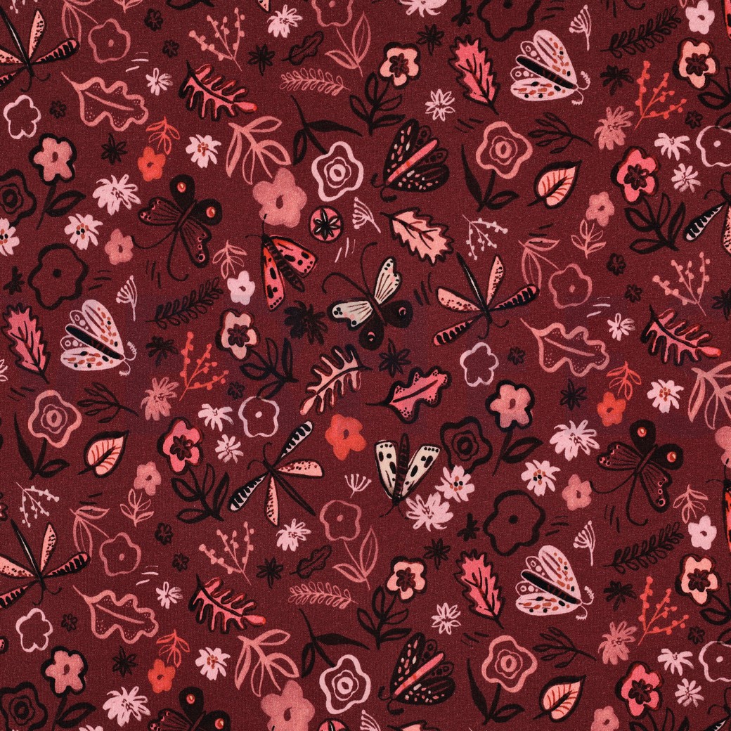 SWEAT DIGITAAL BLOEMEN BORDEAUXROOD