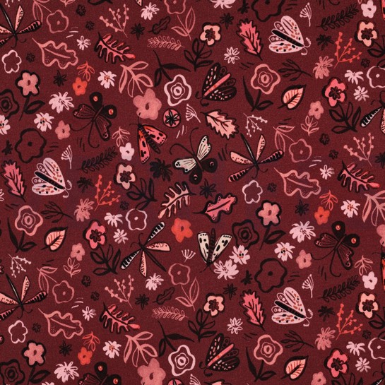 SWEAT DIGITAL BLUMEN BORDEAUXROT #7