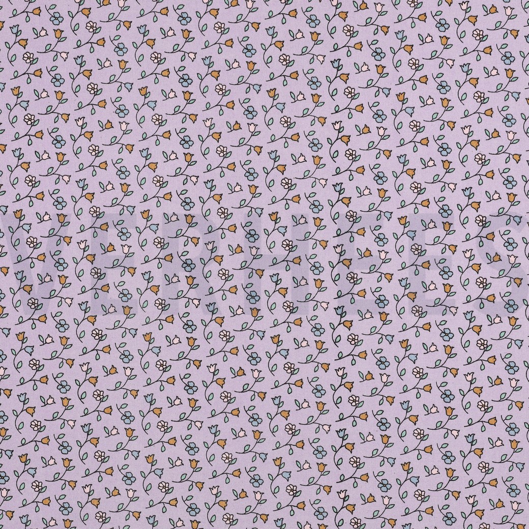 FINE POPLIN FLOWERS LILAC