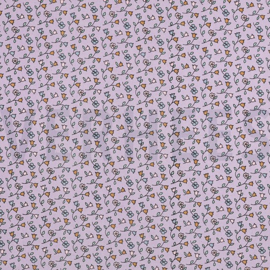 FEIN GEWEBTE BAUMWOLLPOPELINE BLUMEN LILA #7