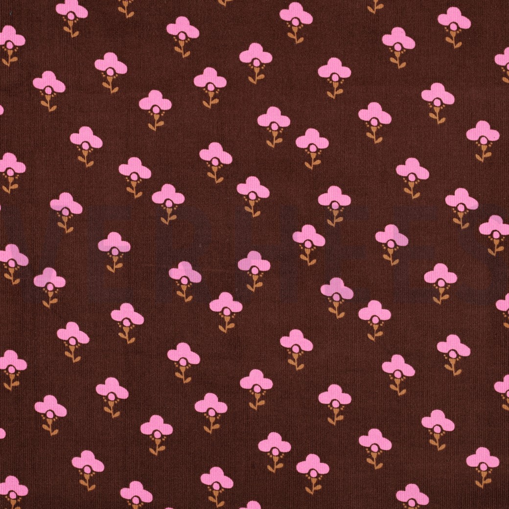 BABYCORD FLOWERS BROWN