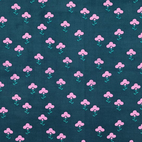 FEINCORD BLUMEN PETROL #7