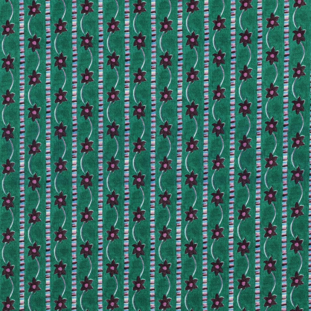 VELOURS MILLERAIES DIGITAL FLEURS VERT