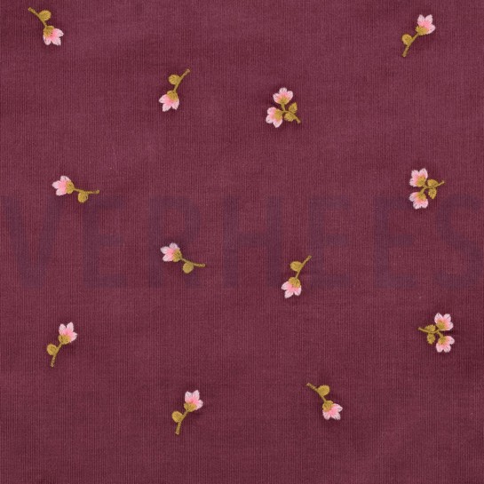 FEINCORD STICKEREI BLUMEN ROSA #7