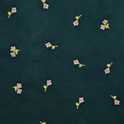 FEINCORD STICKEREI BLUMEN DUNKELGRÜN (thumbnail)