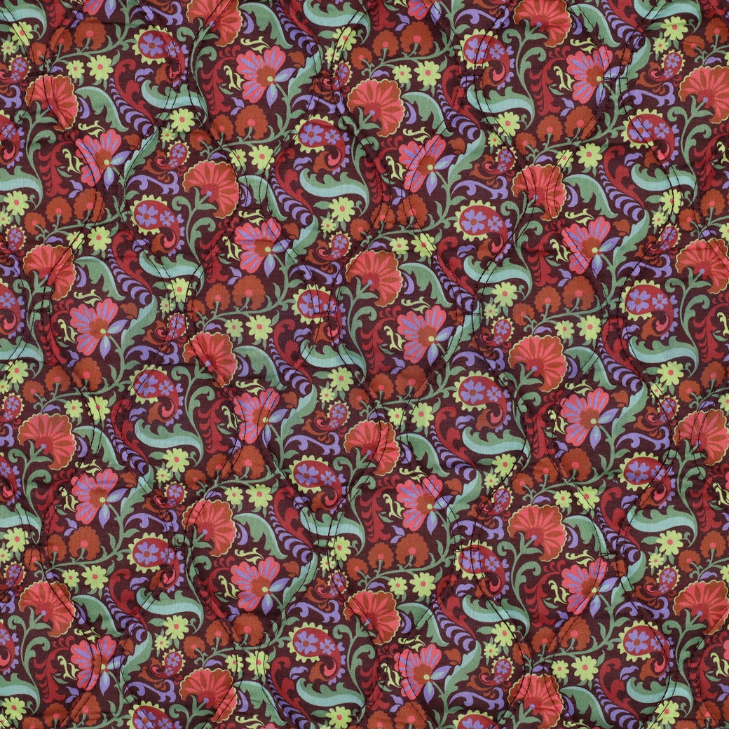 KATOENEN VOILE GEWATTEERD DIGITAAL BLOEMEN BRUIN