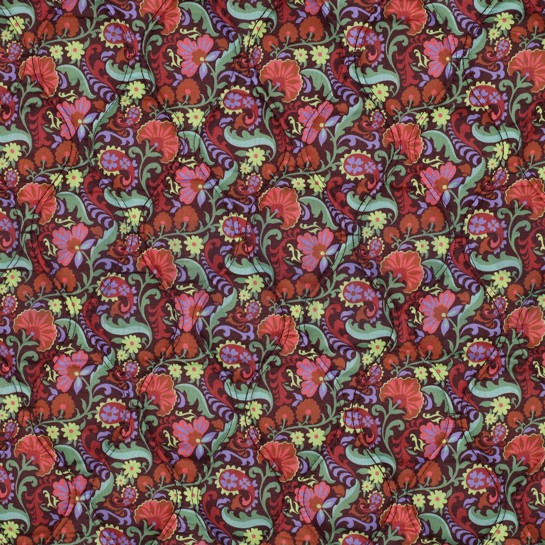 BAUMWOLLE VOILE GESTEPPT DIGITAL BLUMEN BRAUN #7