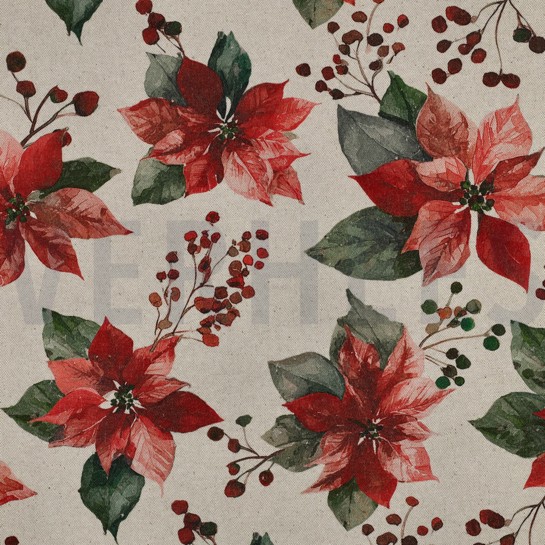 TOILE DÉCORATION LIN LOOK DIGITAL NOËL NATUREL #7