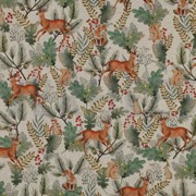 TOILE DÉCORATION LIN LOOK DIGITAAL ANIMAUX DE LA FORÊT LIN (thumbnail)