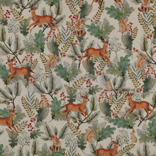 TOILE DÉCORATION LIN LOOK DIGITAAL ANIMAUX DE LA FORÊT LIN #7