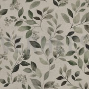 TOILE DÉCORATION LIN LOOK DIGITAL FEUILLES NATUREL (thumbnail)
