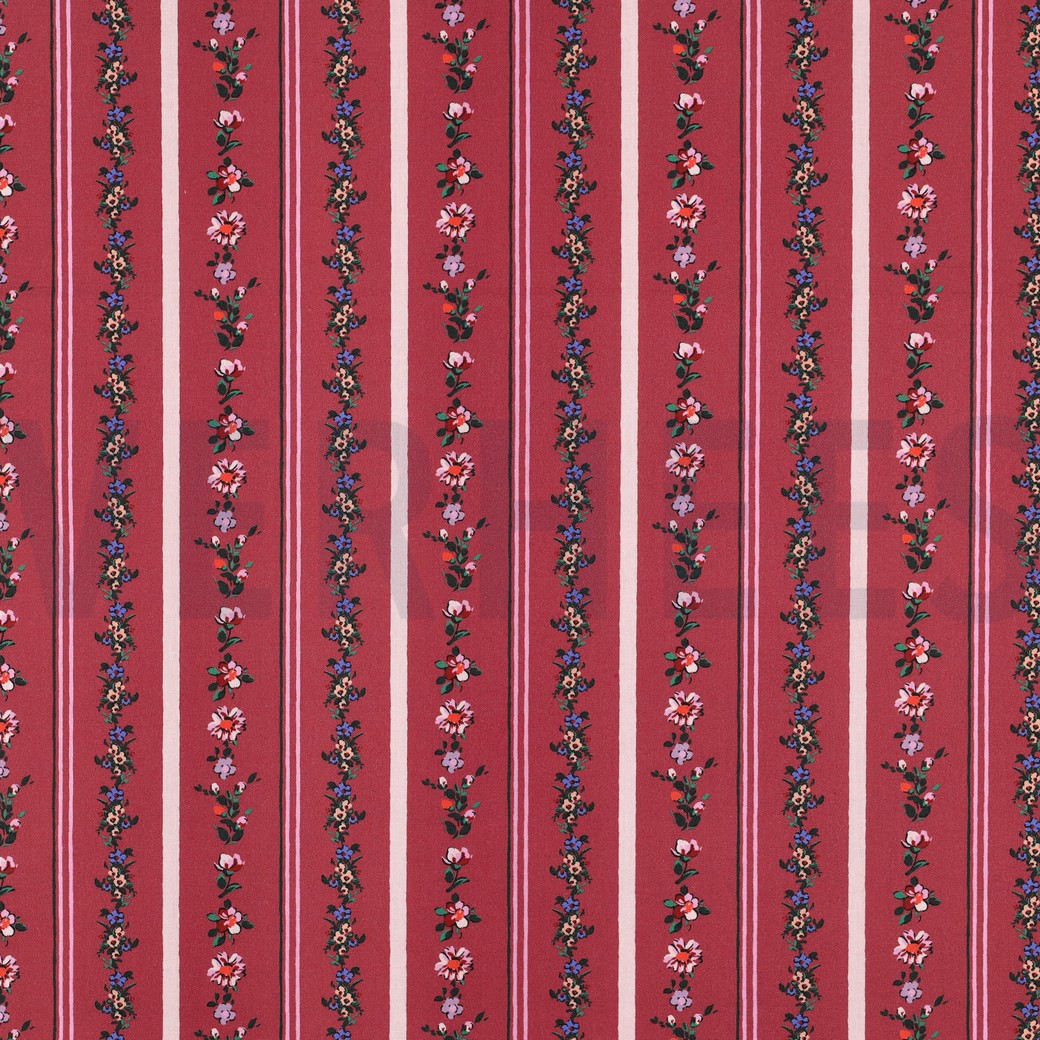 FEIN GEWEBTE BAUMWOLLPOPELINE DIGITAL BLUMEN BORDEAUXROT #7