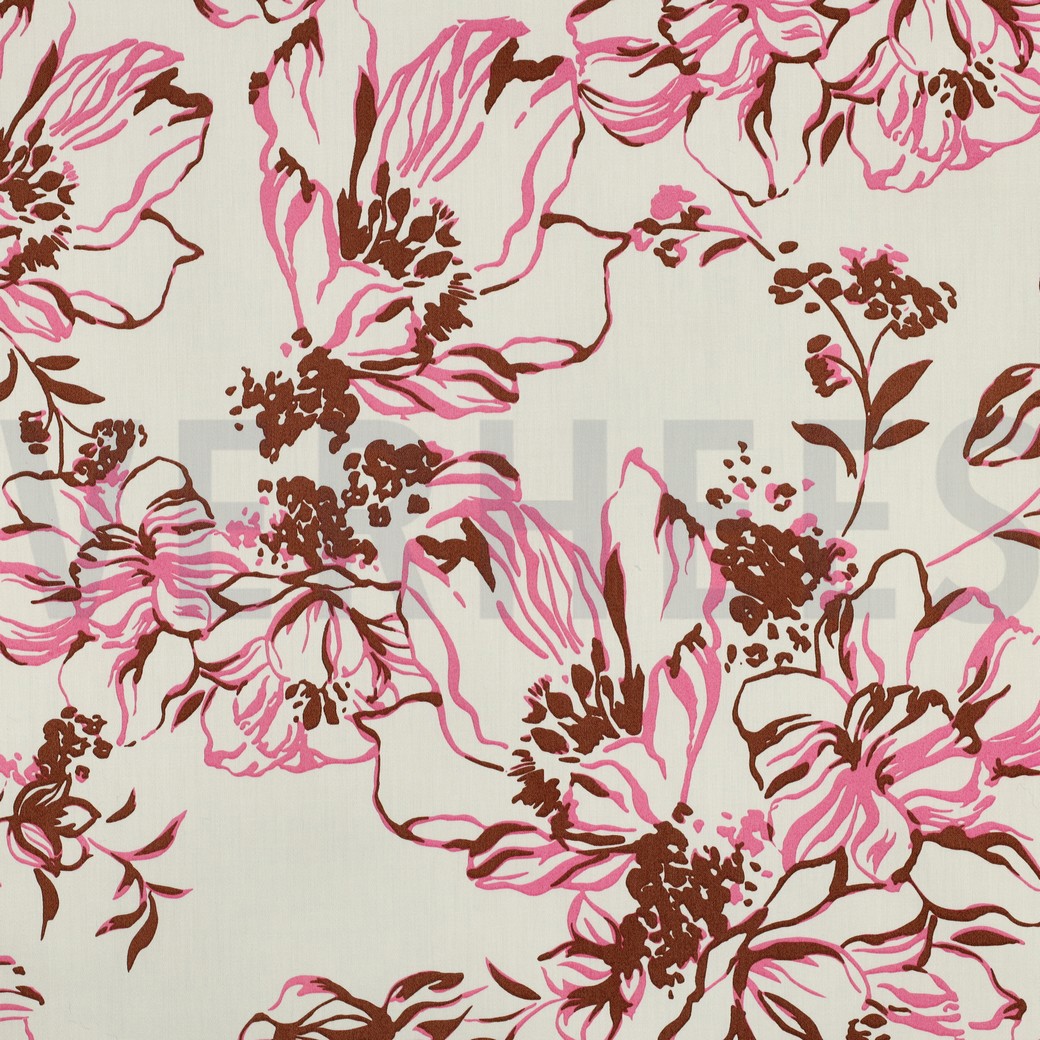 BAUMWOLLE SATIN BLUMEN ECRU