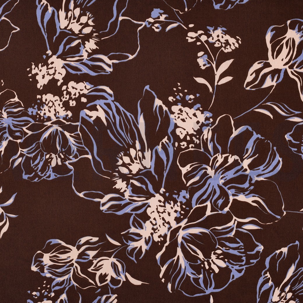 BAUMWOLLE SATIN BLUMEN BRAUN