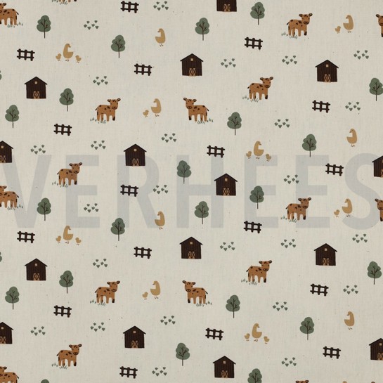 BAUMWOLLE POPELINE GOTS NATUR BAUERNHOFTIERE NATUR #7