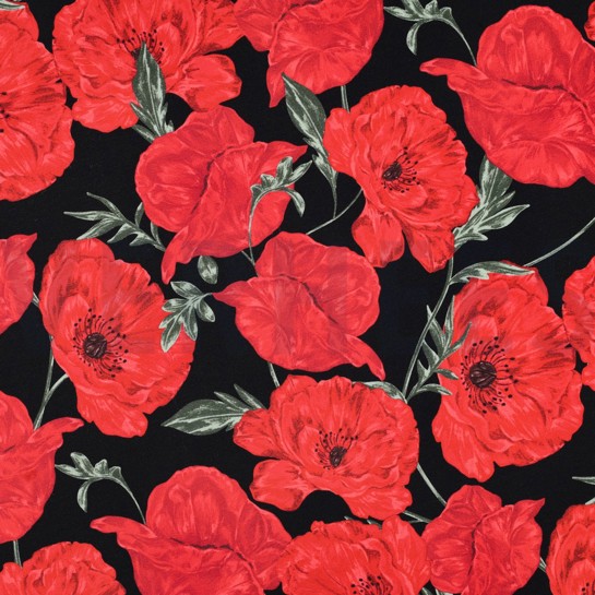 FRENCH TERRY DIGITAL BLUMEN SCHWARZ #7