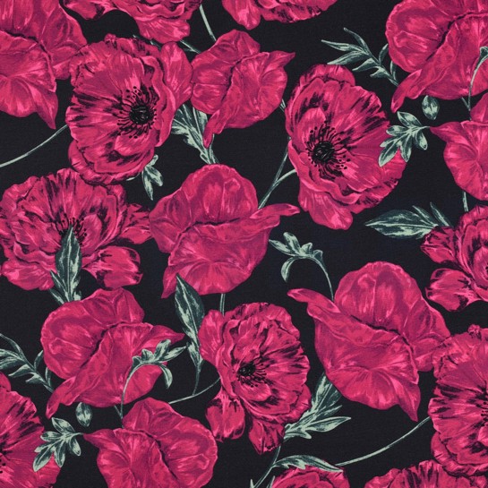 FRENCH TERRY DIGITAL BLUMEN MARINEBLAU #7