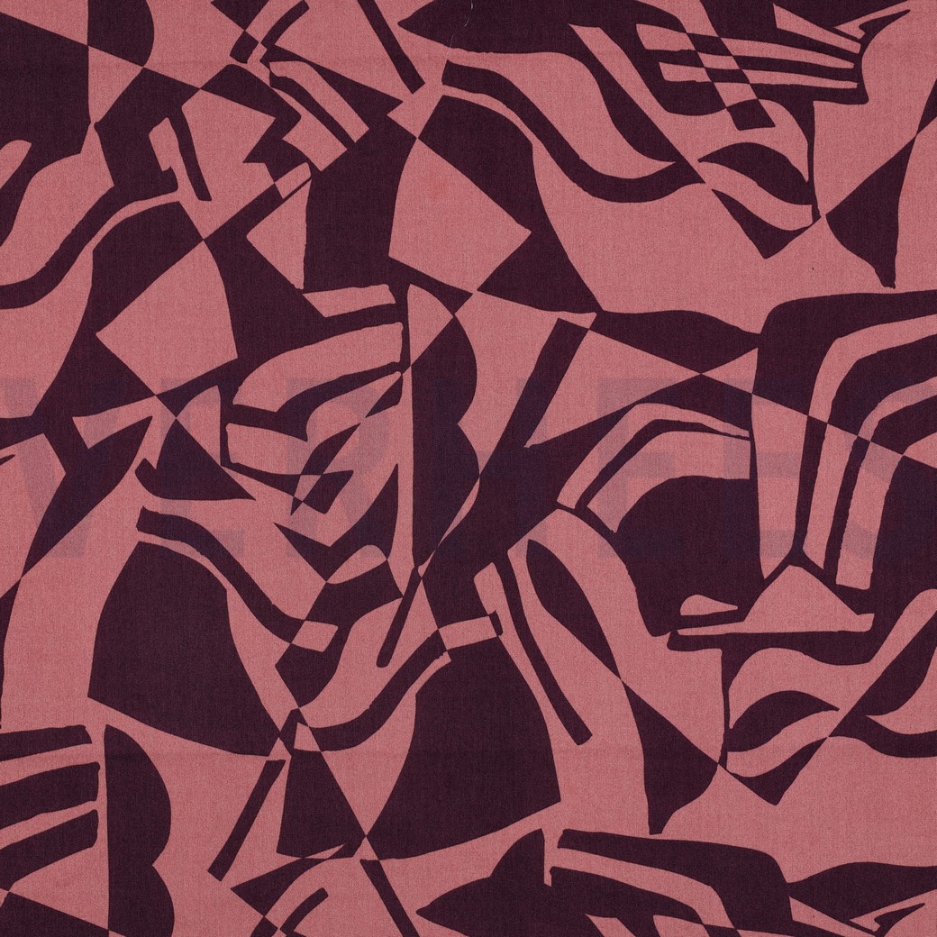 COTON VISCOSE ABSTRAIT AUBERGINE