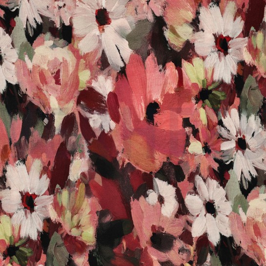 FRENCH TERRY DIGITAL FLOWERS BURGUNDY #7