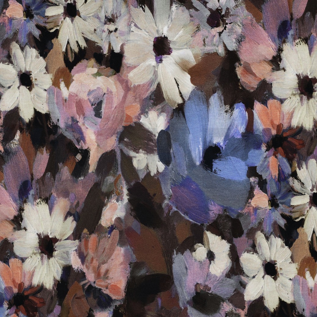 FRENCH TERRY DIGITAL BLUMEN VIOLETT