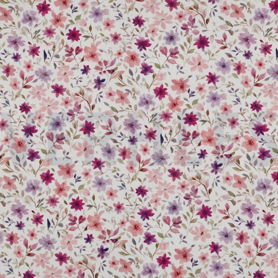 FIJNGEWEVEN KATOENEN POPLIN DIGITAAL BLOEMEN WIT #7