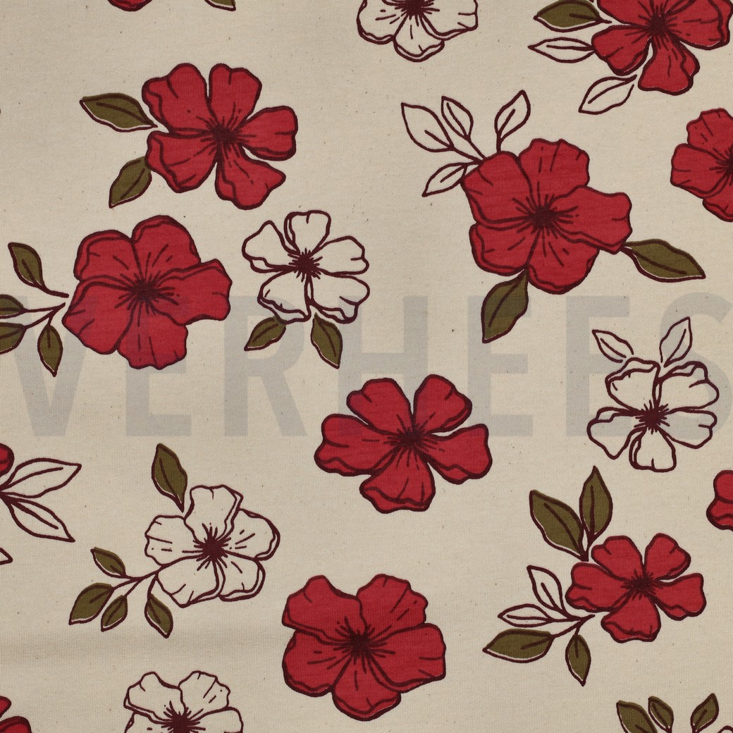 SWEAT NATURAL BLOEMEN NATUREL/ROOD