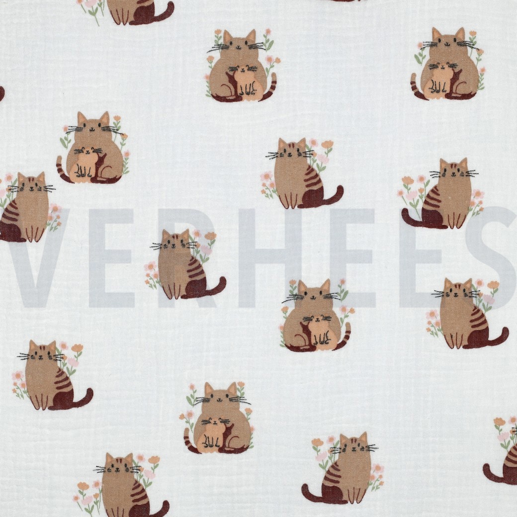 DOUBLE GAUZE CATS WHITE