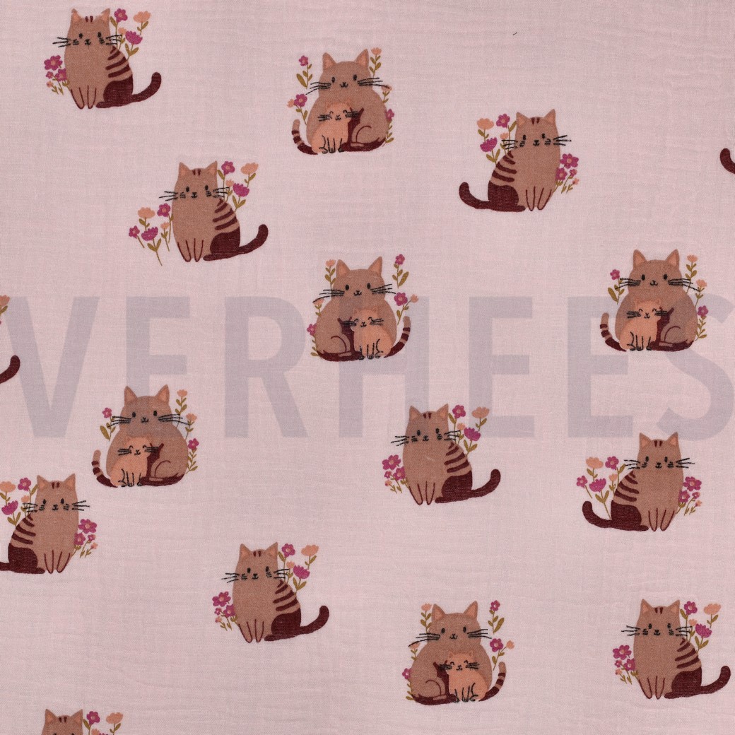 DOUBLE GAUZE CATS PINK