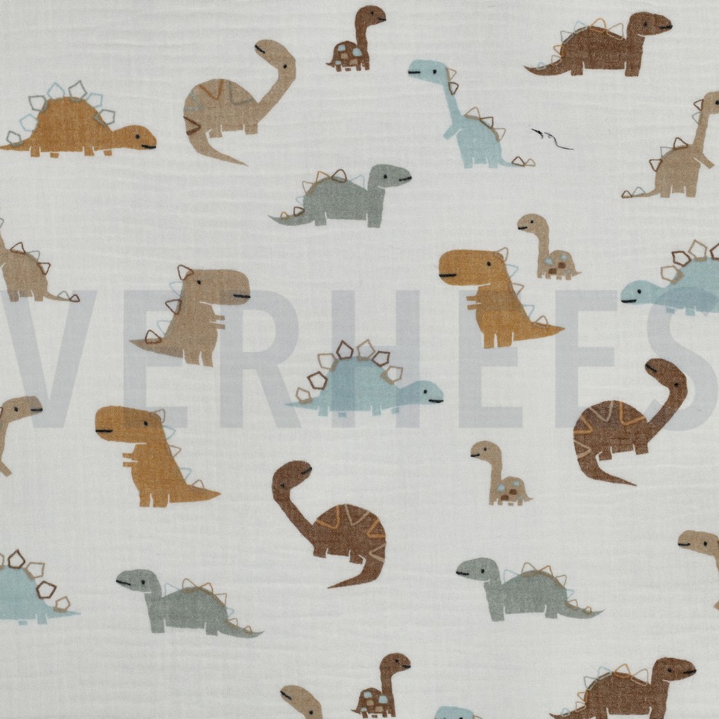 DOUBLE GAUZE DINOSAURUSSEN WIT