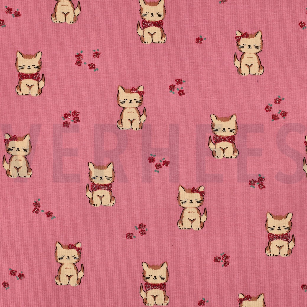 JERSEY GLITTER CATS PINK