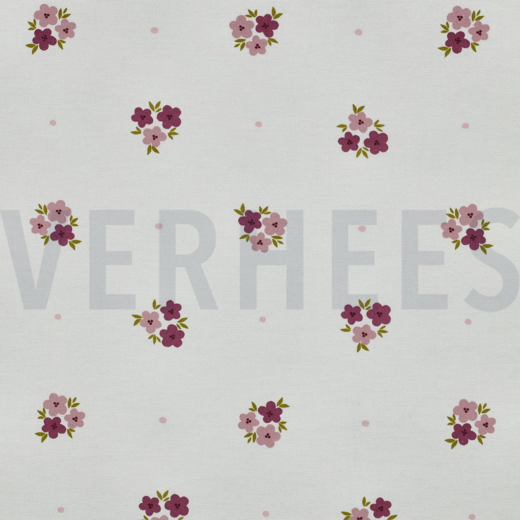 FLANELL BLUMEN GEBROCHEN WEISS