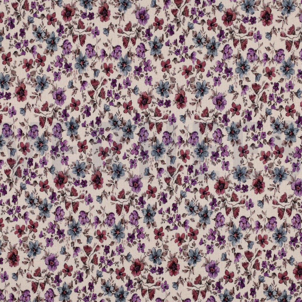 RIB JERSEY DIGITAL FLOWERS OFF WHITE